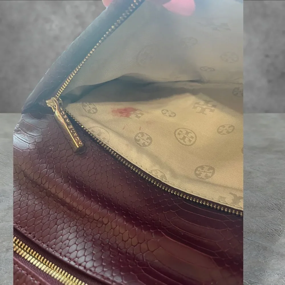 Tory Burch Burgundy Shoulder Bag with Gold Accents - Picture 10 of 16